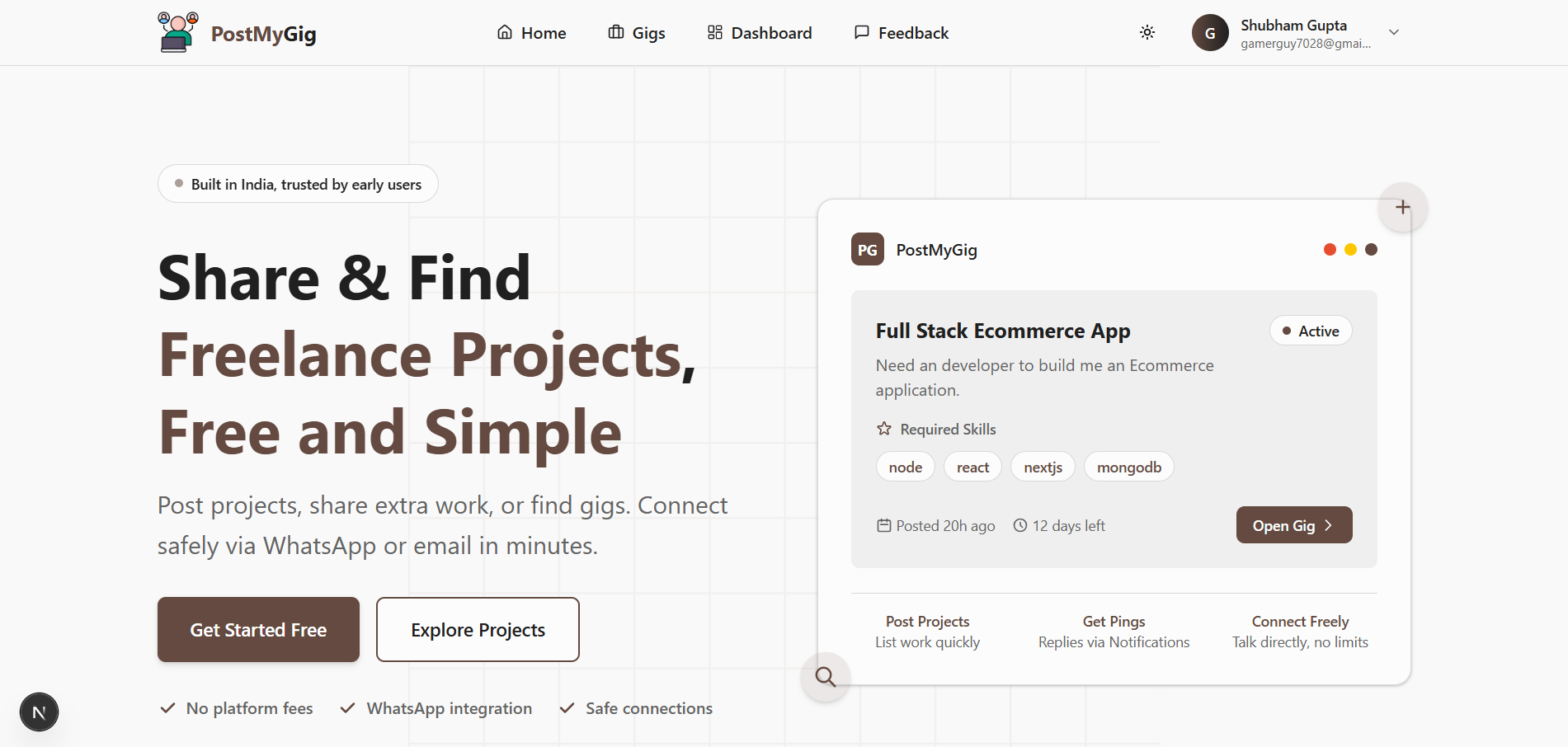 PostMyGig - Freelance Gig Sharing Platform